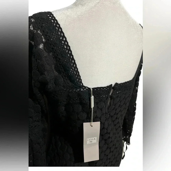 NWT Solitaire by Ravi Kholsa square neck crochet dress small - Picture 5 of 7